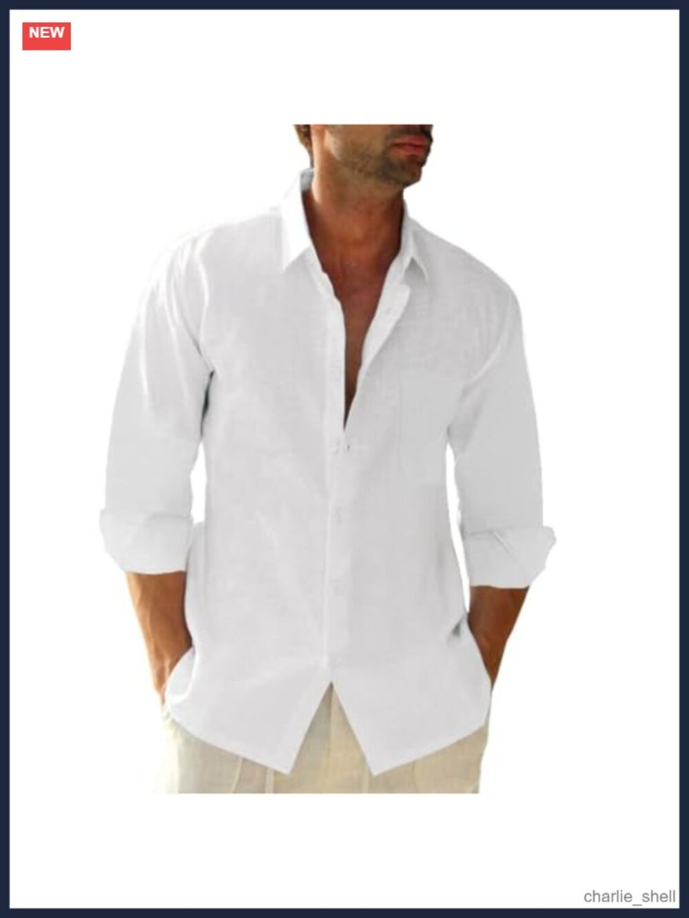 Mens Cotton Linen Button Down Shirt Long Sleeve Casual Beach Top